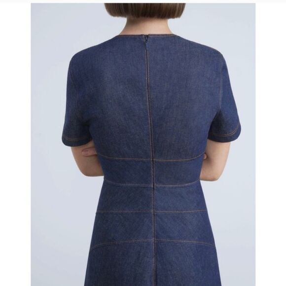 Lafayette 148NY MINIMALIST Fit-&-Flare Denim midi Dress Size 8 - Picture 5 of 13